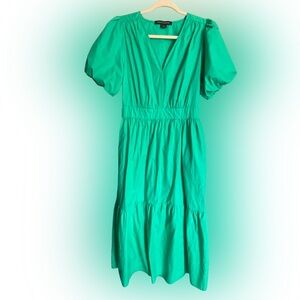 French Connection Poplin Maxi Dress Woman's M Bubble Sleeve